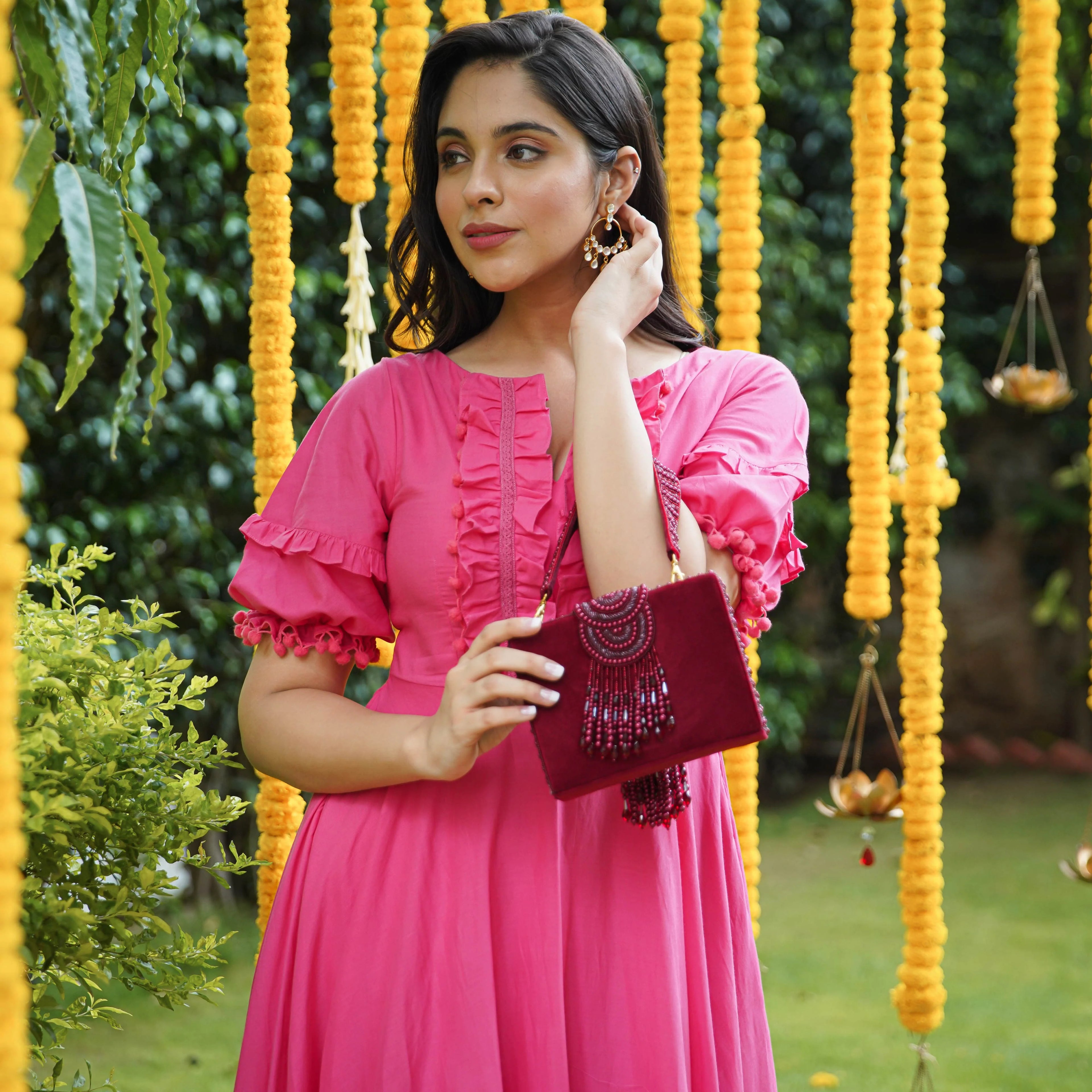 Boshon Blossom Pink Maxi Cotton Dress