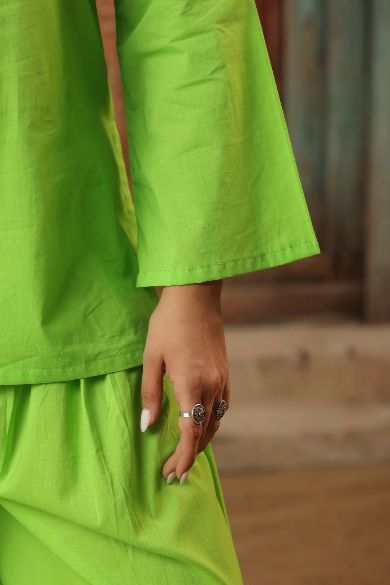 Green Stylish Cotton Kurta Set – 2-Piece
