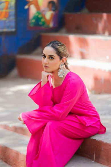 Pink Stylish Cotton Kurta Set – 2-Piece