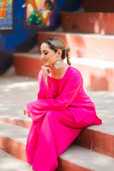 Pink Stylish Cotton Kurta Set – 2-Piece