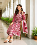 Maroon LESS & PRINTED STANJA COTTON PIECE