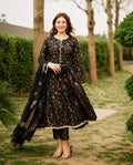 Kashish Cotton Screen Printed Dress Black