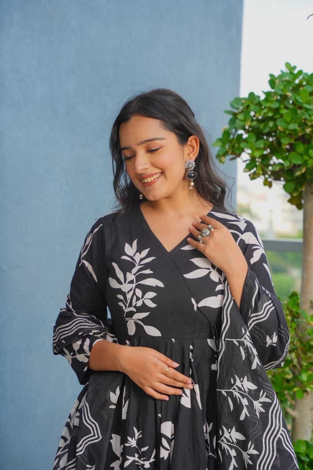 Mehrunissa Black Cotton Suit Set