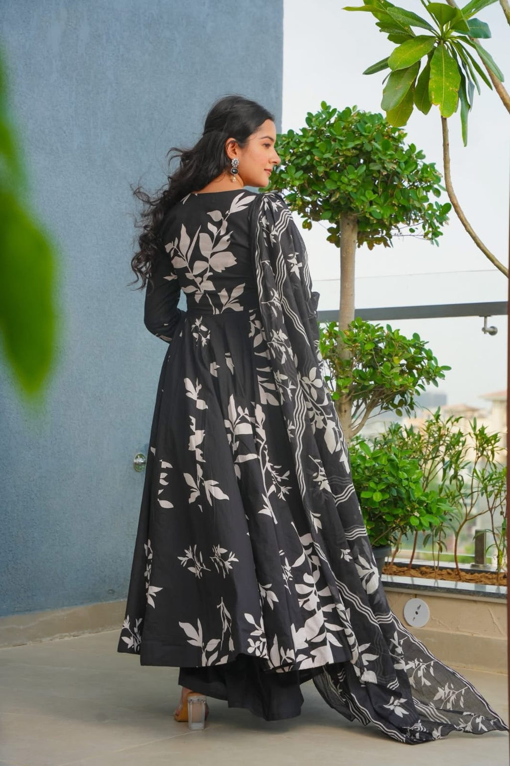 Mehrunissa Black Cotton Suit Set
