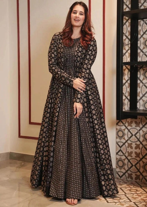 Boshon Black Skin Printed Cotton Gown