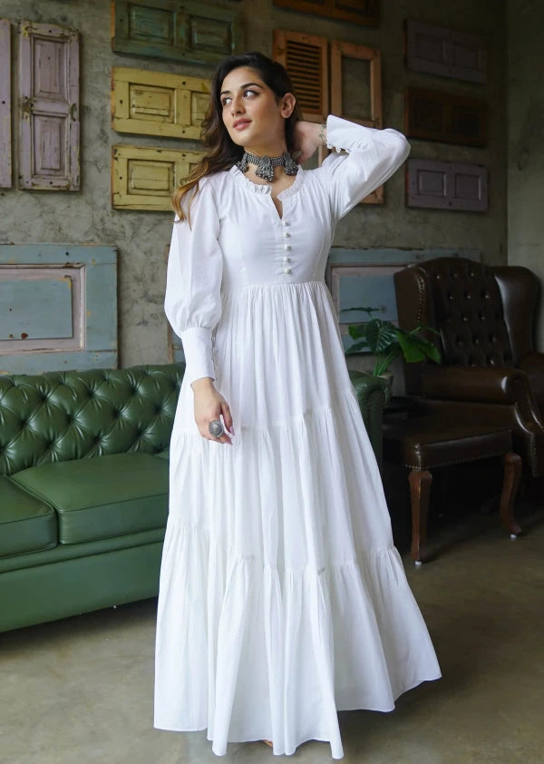 Boshon Fairy Pure White Maxi Cotton Dress