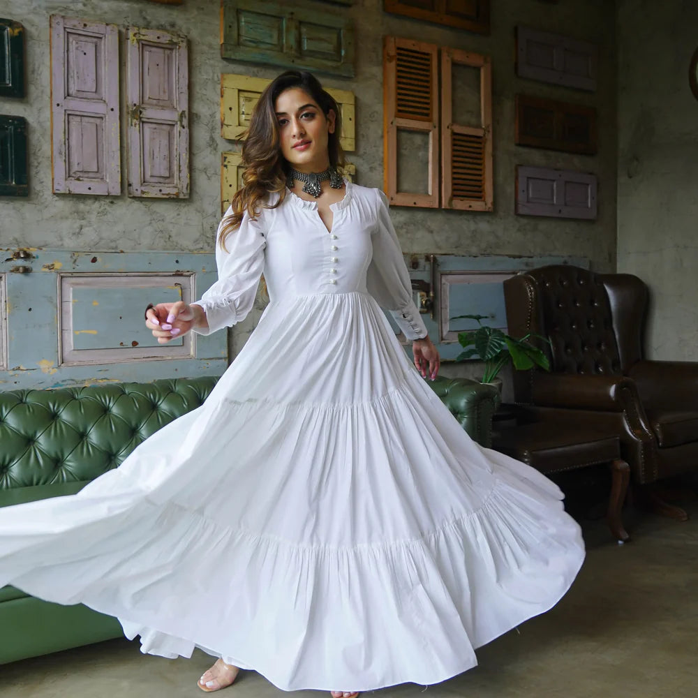 Boshon Fairy Pure White Maxi Cotton Dress