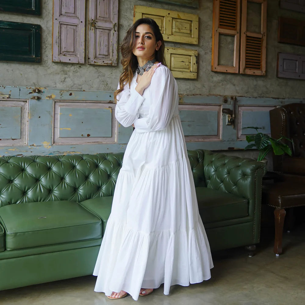 Boshon Fairy Pure White Maxi Cotton Dress