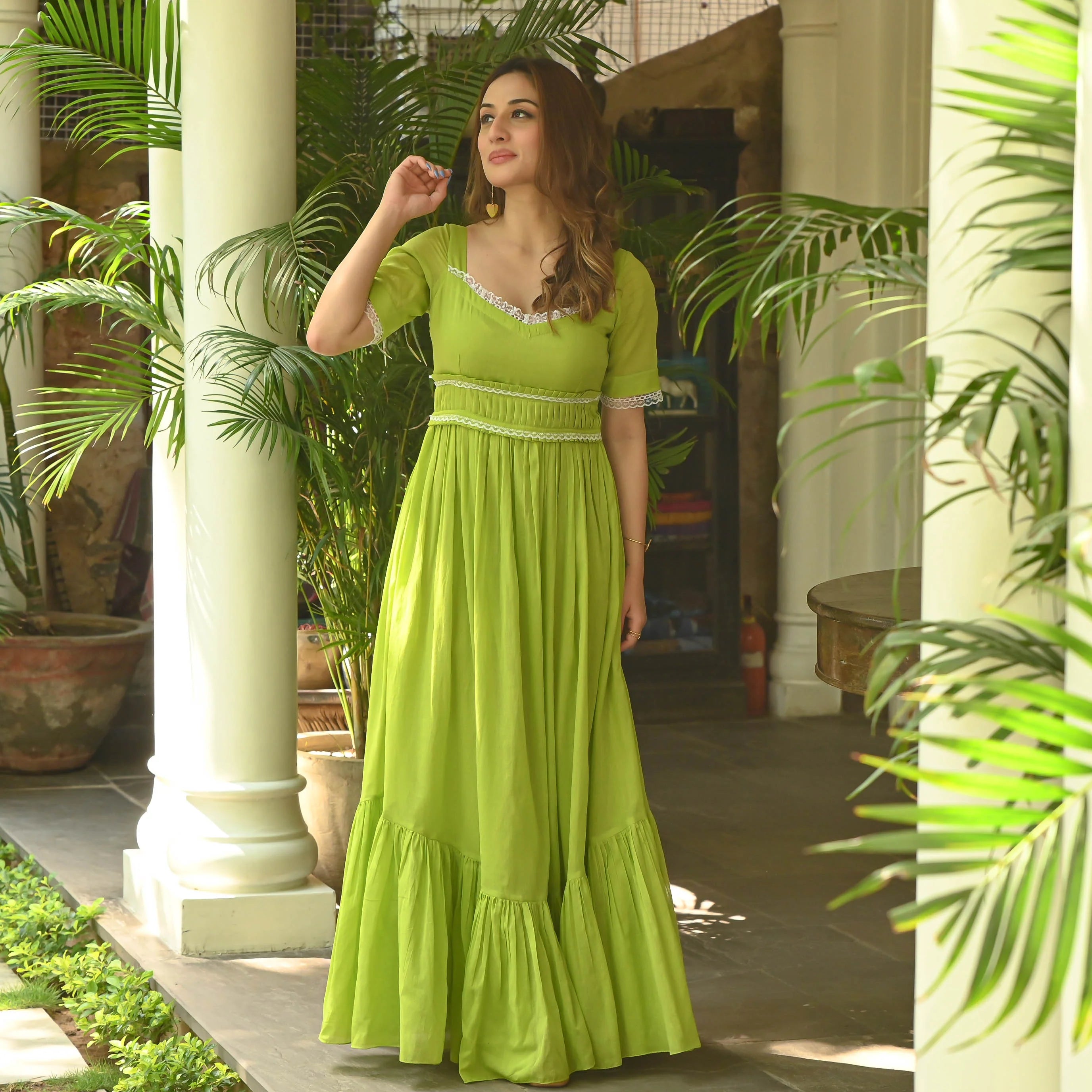 Green Glow Cotton Dress